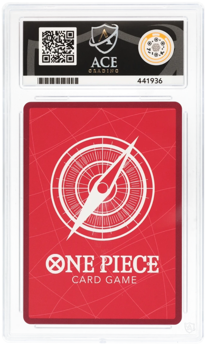 Red card from the 'One Piece Card Game' with a compass design and ACE branding.