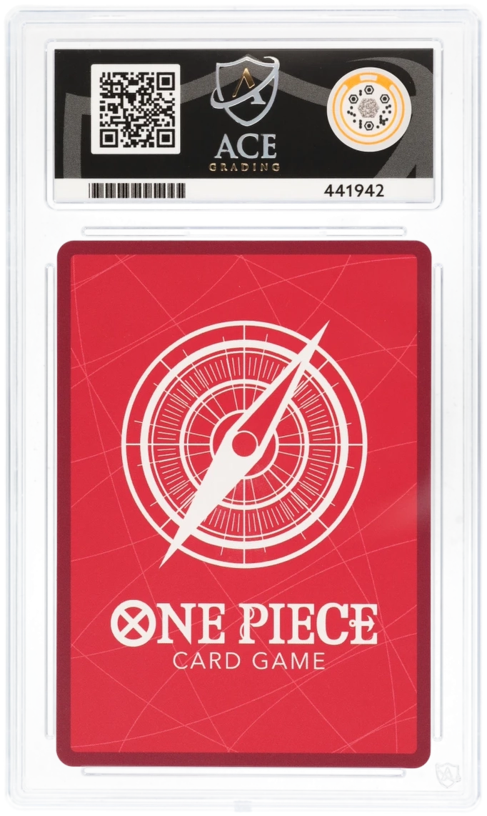 Red card from the 'One Piece Card Game' with a compass design and ACE Gaming branding.