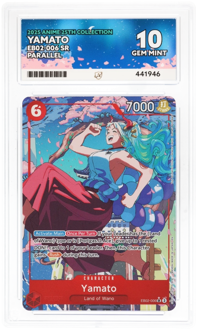 Card featuring an animated character with colorful design and text on a white background